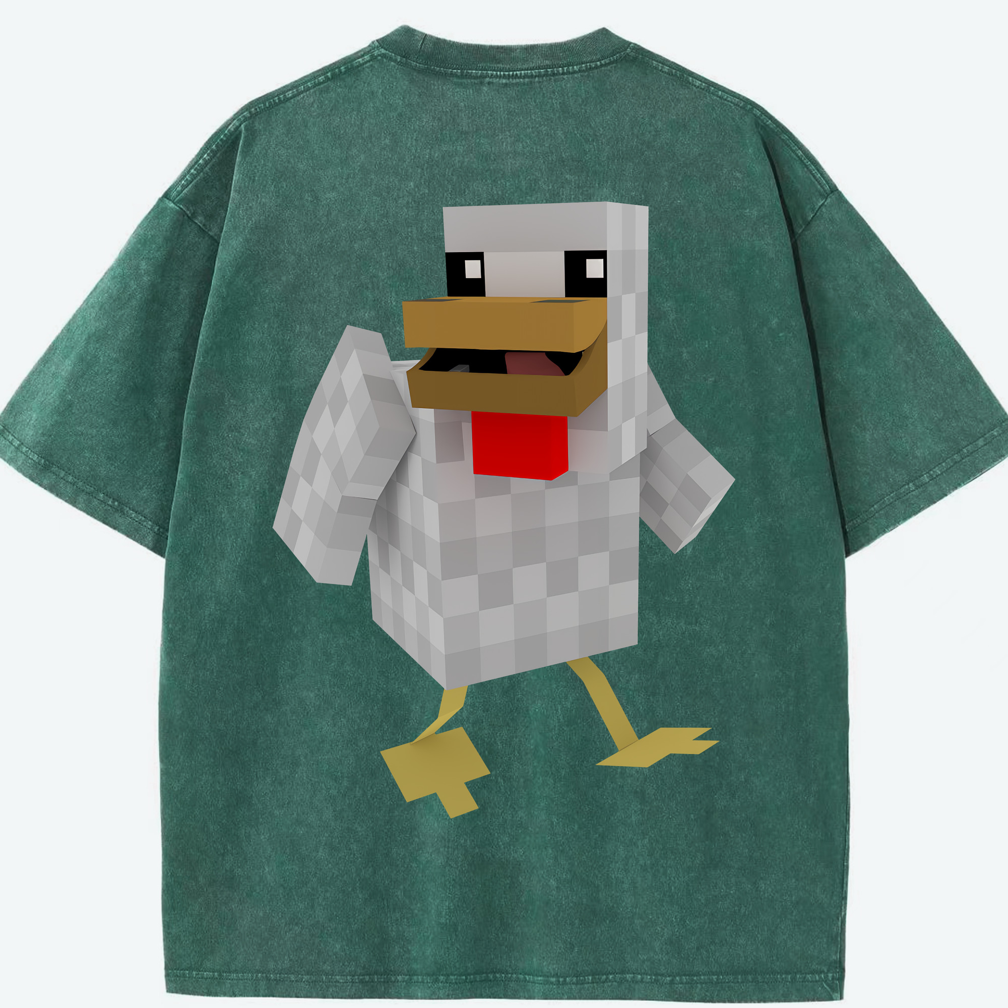 （画像用） マインクラフト ブロックの世界 Minecraft MC Block world 綿100% ヴィンテージ風 半袖Tシャツ（背面プリント）